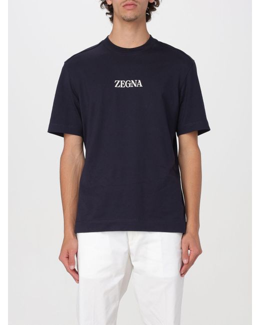 T-shirt con mini logo di Zegna in Blue da Uomo
