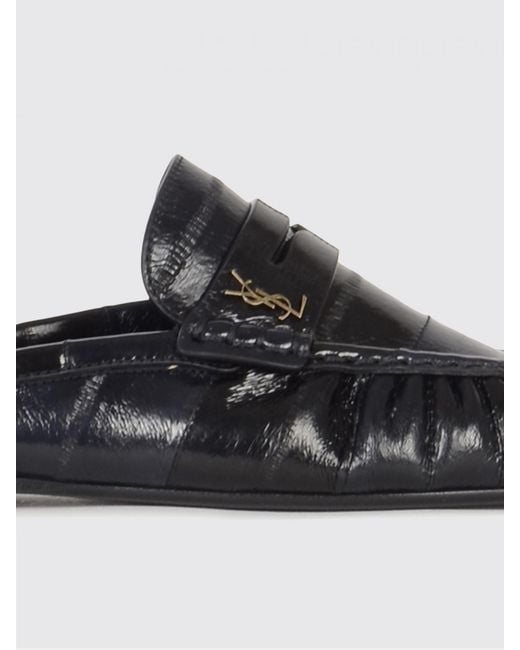 Saint Laurent White Le Loafer Eel Skin Mules With Ysl Monogram