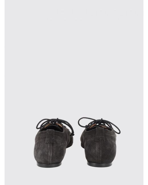 Isabel Marant Black Leyza Perforated Suede Ballet Flats With Ankle Ties