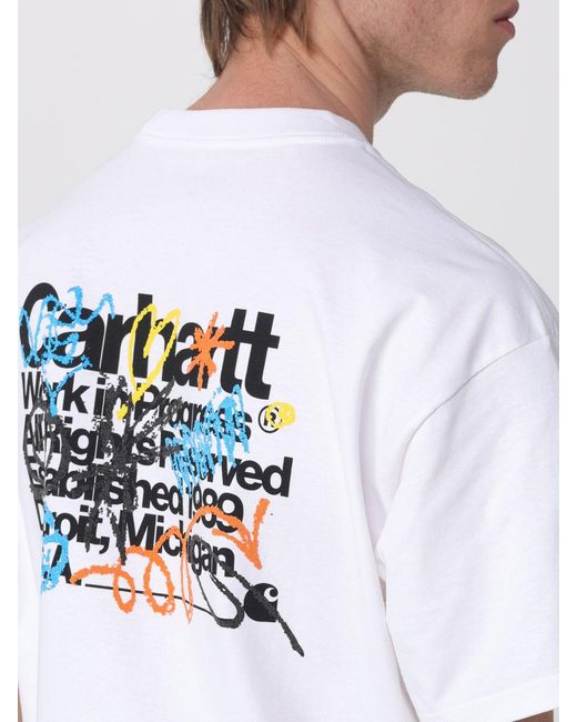 Carhartt White Cotton T-Shirt With Logo for men