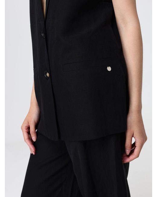 Liu Jo Black Single-Breasted Viscose Blend Vest