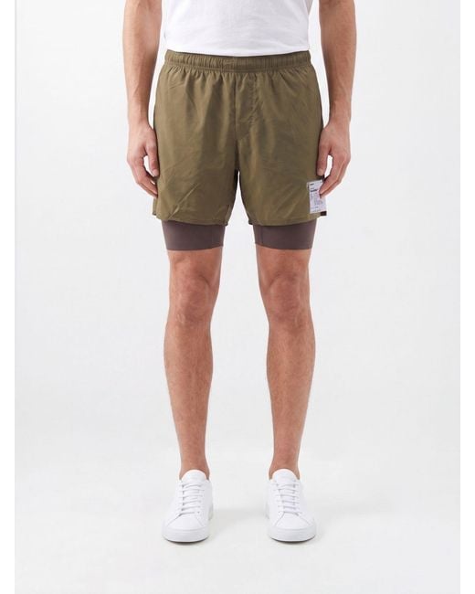 Satisfy Green Slim-Fit Nylon Running Shorts With Elasticated Waistband And Logo for men