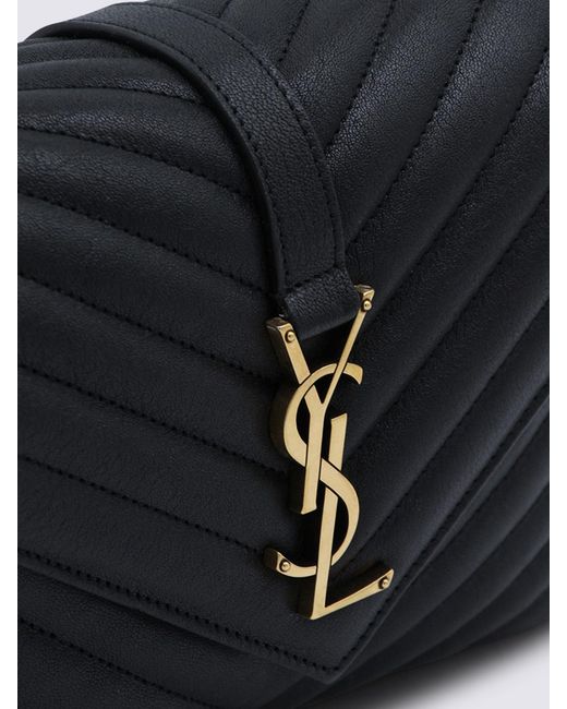 Saint Laurent Black College Chevron Quilted Leather Bag