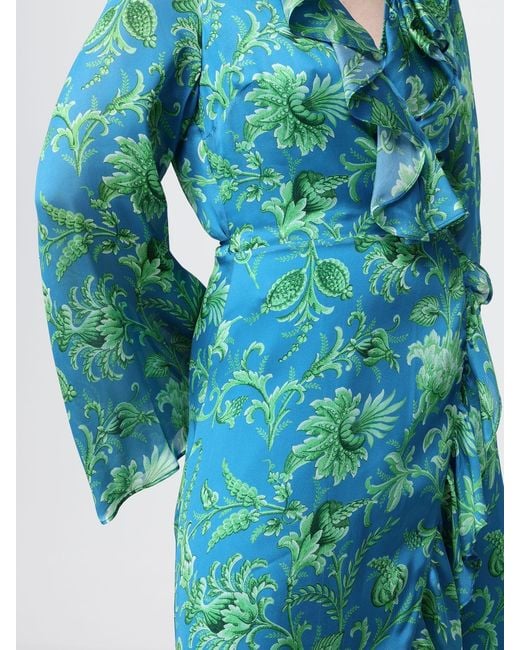 Etro Blue Printed Silk Dress
