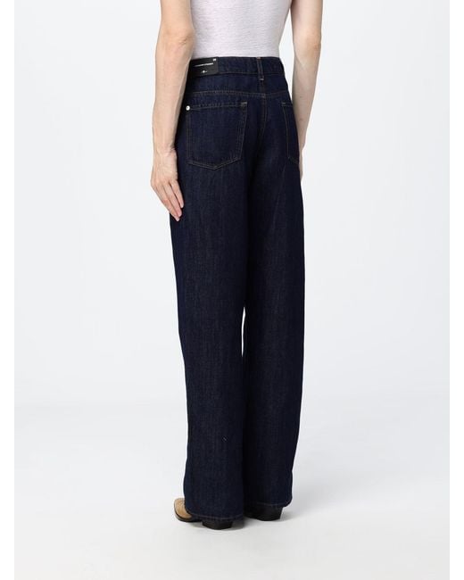 7 For All Mankind Blue Wide Leg Denim Trousers