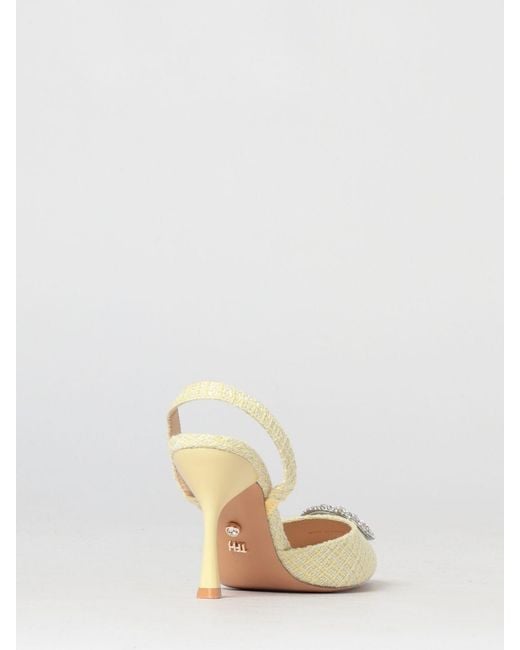 Twentyfourhaitch Natural Tortuga Tweed Slingbacks With Jewel Buckle