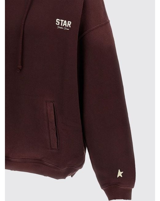 Golden Goose Deluxe Brand Purple Relaxed Fit Cotton Hoodie With Kangaroo Pocket And Contrast Logo for men