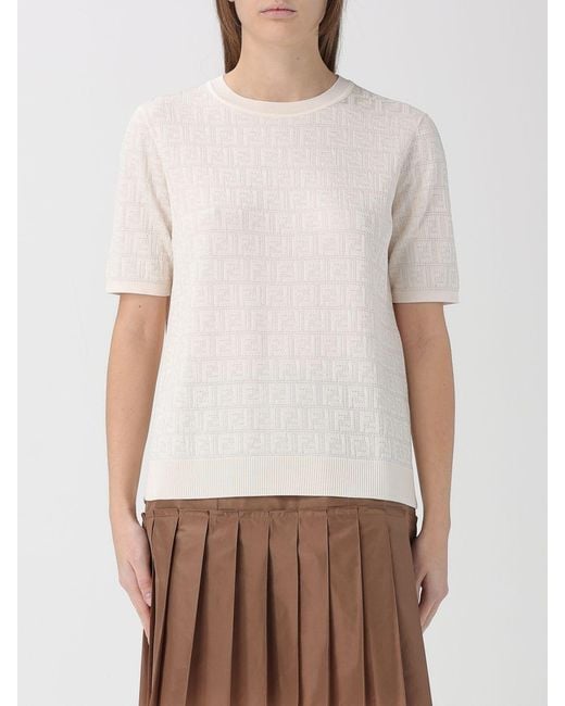 Fendi White Ff Cotton And Viscose Knit