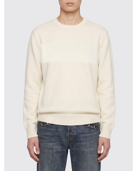 Gucci Rundhalspullover Aus Baumwolle Und Wolle in White für Herren