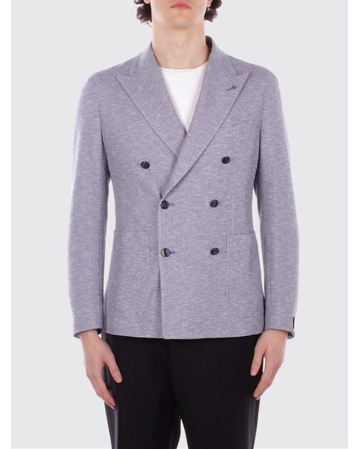 Tagliatore Purple Double Breasted Cotton Blend Blazer for men