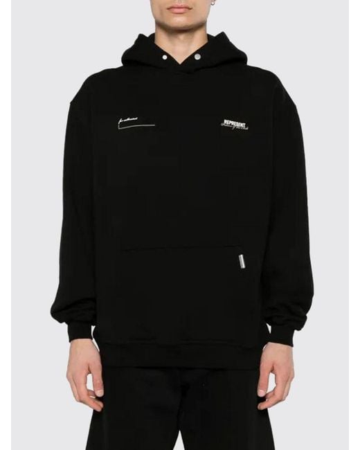 Represent Black Cotton Logo Hoodie for men