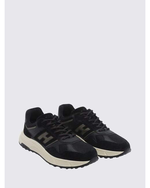 Hogan Black Hyperlight Leather And Nylon Sneakers With Chunky Sole for men