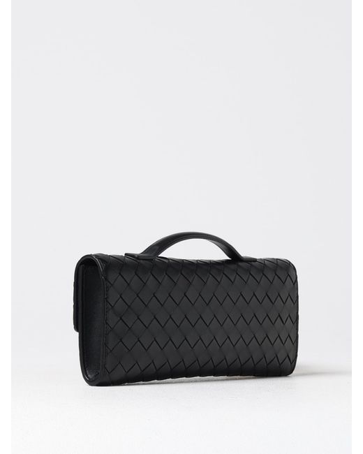 Bottega Veneta Black Andiamo Woven Nappa Clutch