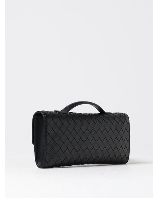 Bottega Veneta Black Andiamo Woven Nappa Clutch