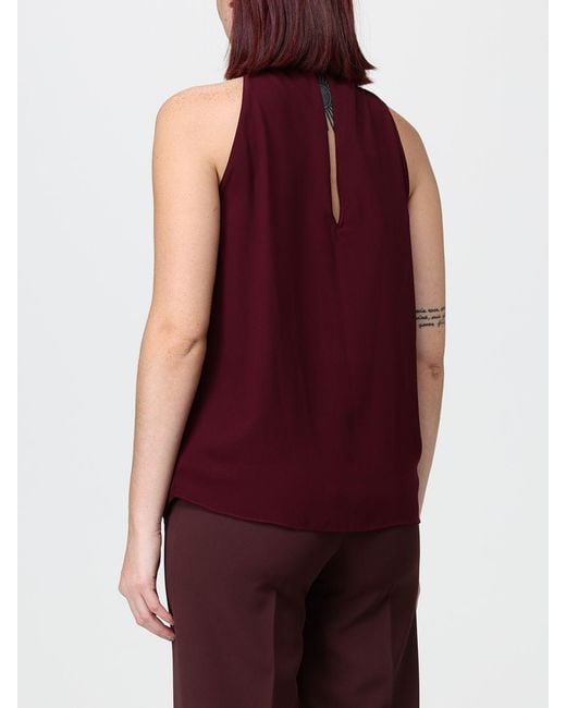 Hanita Red Single-Breasted Polyester Blazer With Lace Inserts And V-Revers