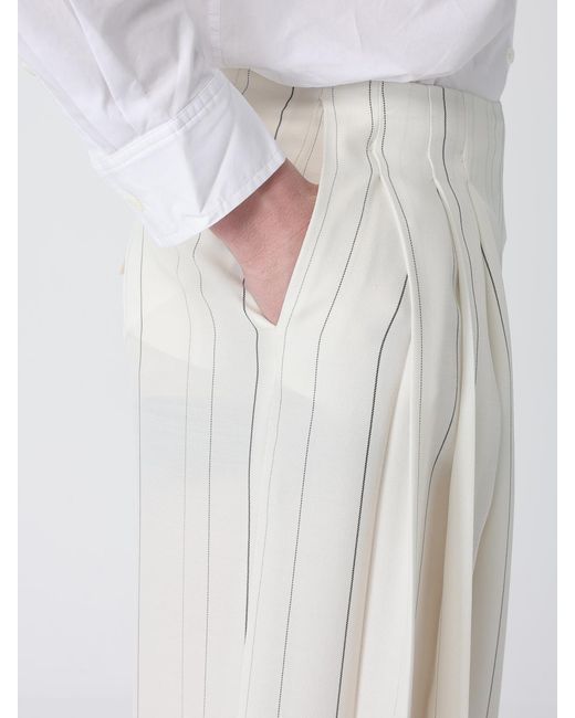Semicouture White Adelina Pleated Pinstripe Viscose Trousers