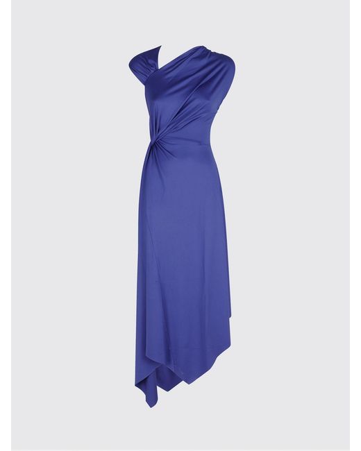 Victoria Beckham Blue Asymmetric Jersey Dress