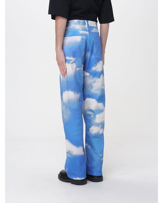 Moschino Couture Blue Printed Denim Straight Jeans for men