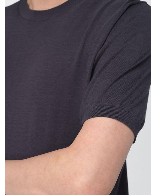 Kangra Blue Cotton And Silk Crew Neck Knitwear for men