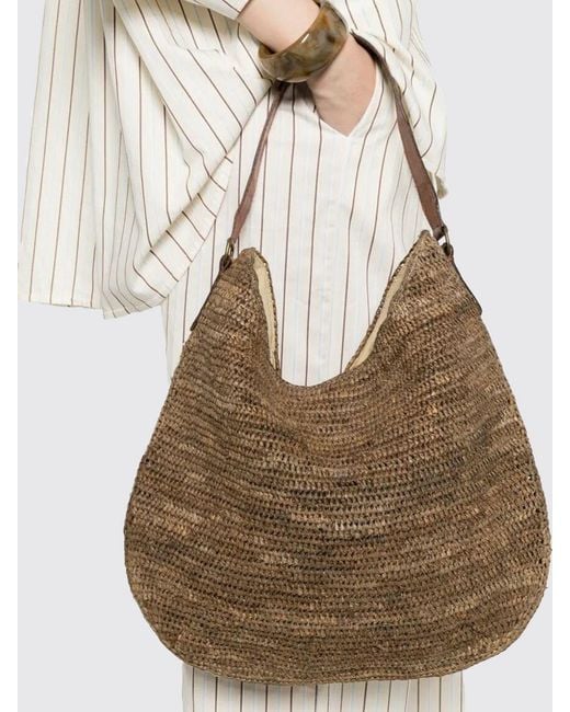 IBELIV Brown Meva Crocheted Raffia Hobo Bag