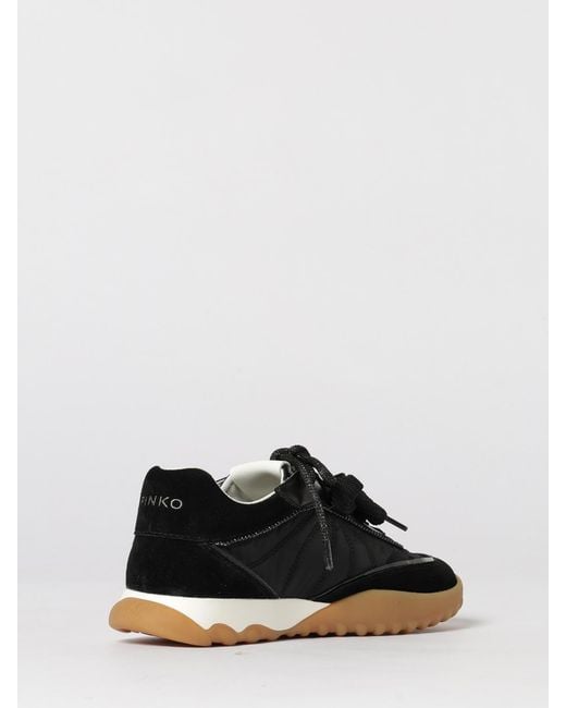 Pinko White Gea Suede And Nylon Sneakers