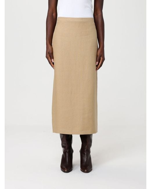 Max Mara Natural Linen Midi Skirt