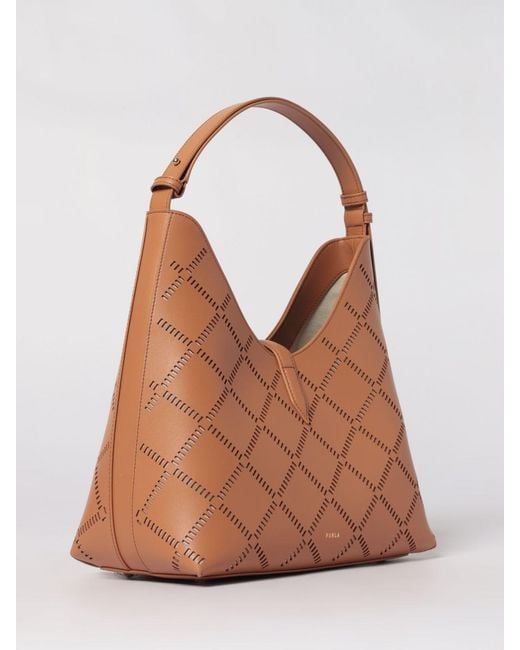 Furla Brown Goccia Perforated Leather Bag By