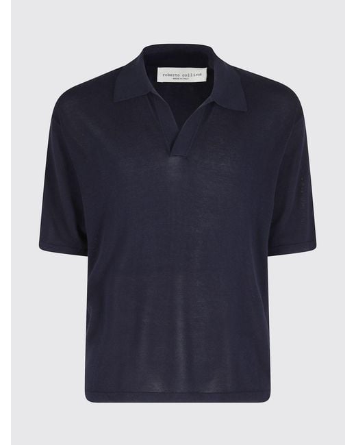 Roberto Collina Blue Cotton Polo Shirt for men