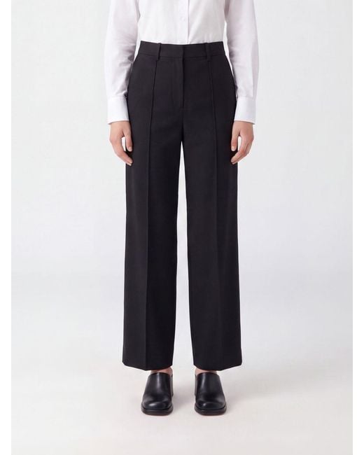 Marni Blue High-Waisted Straight-Leg Virgin Wool-Blend Trousers With Concealed Closure