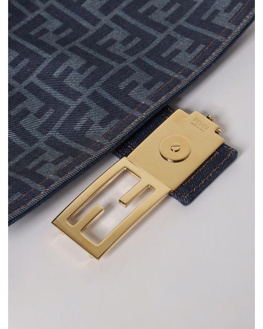 Fendi Blue Reversible Cotton Denim Baguette Bag