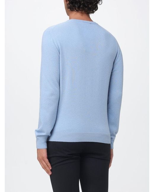Malo Blue Pure Cashmere Crewneck Jumper With Ribbed Trims for men
