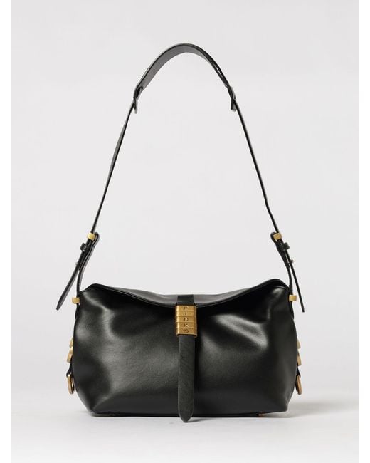 Pinko Black Small Leather Saddle Bag