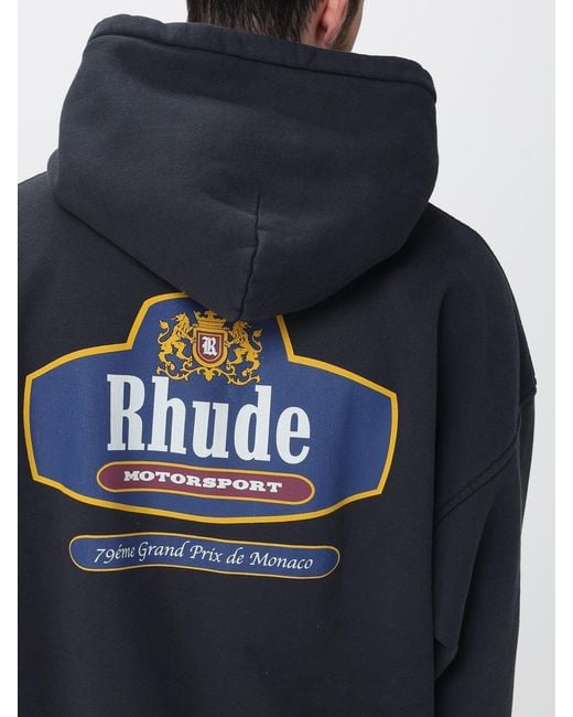Rhude Blue Cotton Hoodie With Logo for men