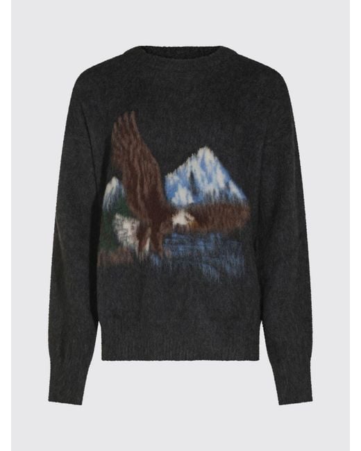 Maison Margiela Gray Fauna-Print Wool And Alpaca Blend Crewneck Jumper for men