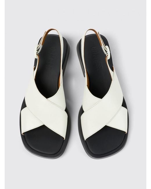 Camper White Flat Sandals