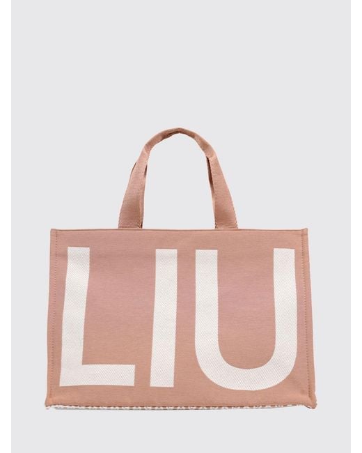Liu Jo Pink Canvas Bag With Printed Logo