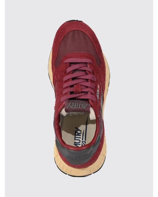 Autry Pink Reelwind Nylon And Suede Sneakers With Serrated Sole