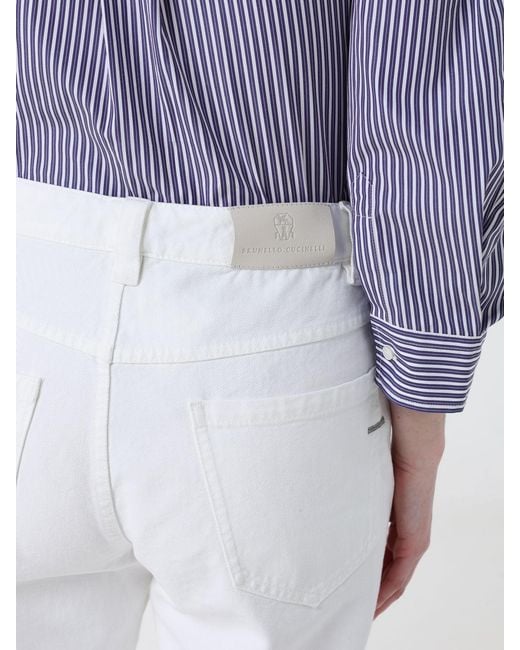 Brunello Cucinelli White Cotton Denim Straight Jeans