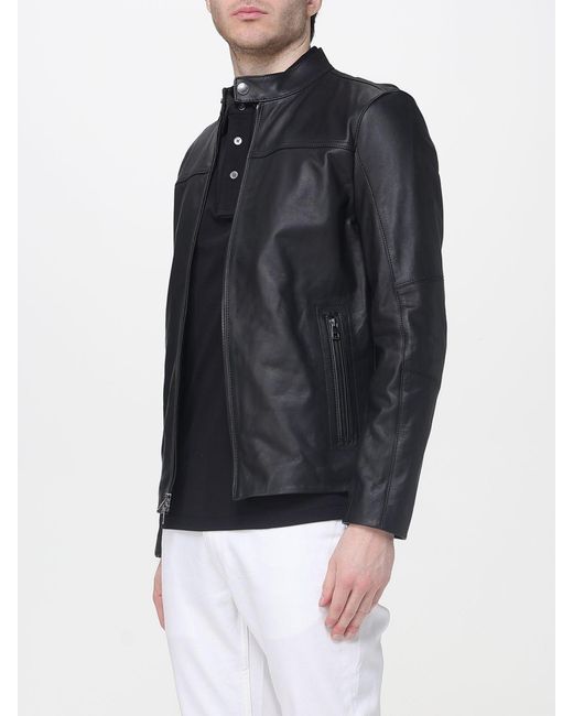 Michael Kors Blue Nappa Racer Biker Jacket for men