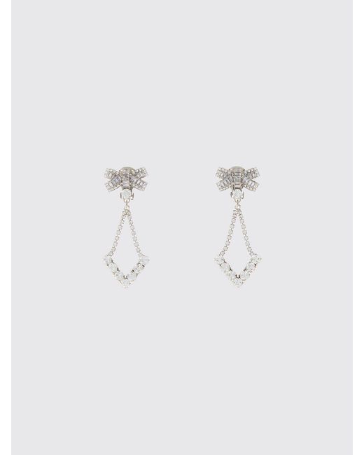 Alessandra Rich Blue Brass Earrings With Set Rhinestones