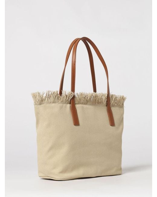 Mc2 Saint Barth Natural Cotton Bag With Embroidered Logo