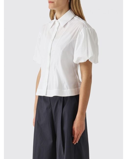 MEIMEIJ White Cotton Blend Casual Shirt