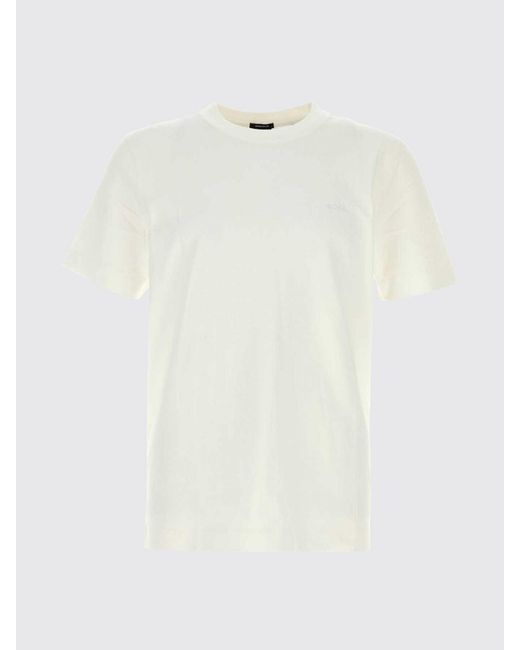 Boss White Embroidered Logo Cotton Crewneck T-Shirt for men