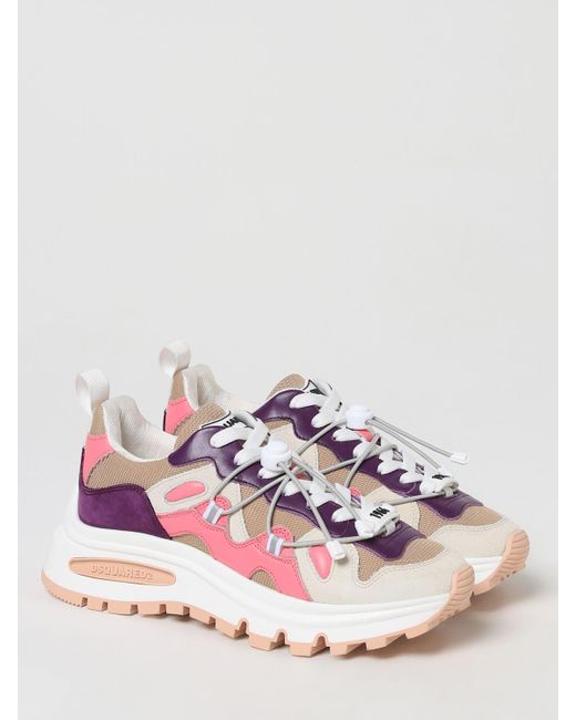Sneakers Run in pelle e mesh di DSquared² in Pink
