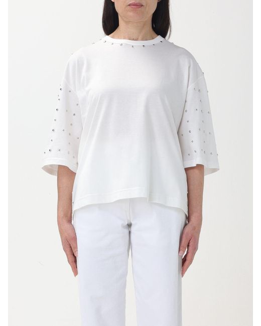 T-shirt di cotone con borchie di Fabiana Filippi in White