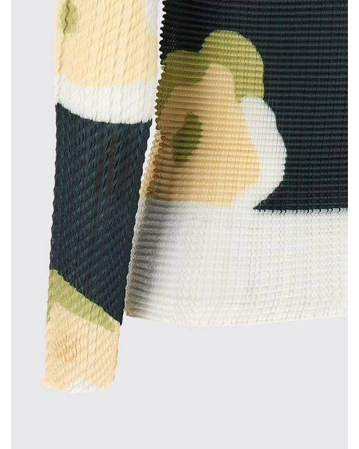 Issey Miyake Blue Printed Jersey Turtleneck Top