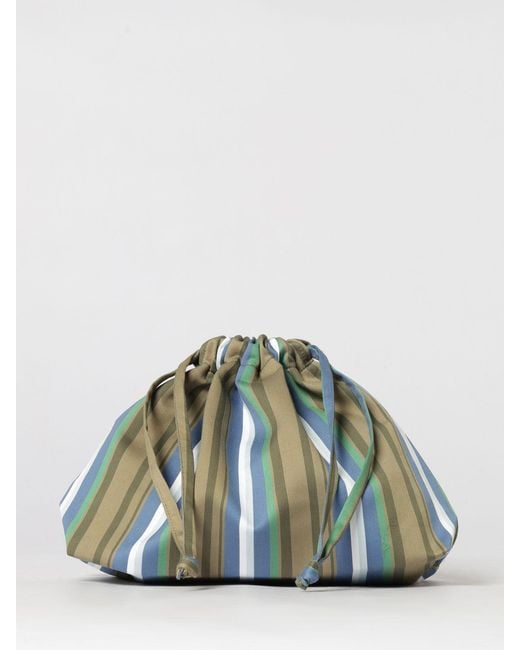 Frankie Shop Green Morgan Striped Cotton Blend Clutch With Drawstring