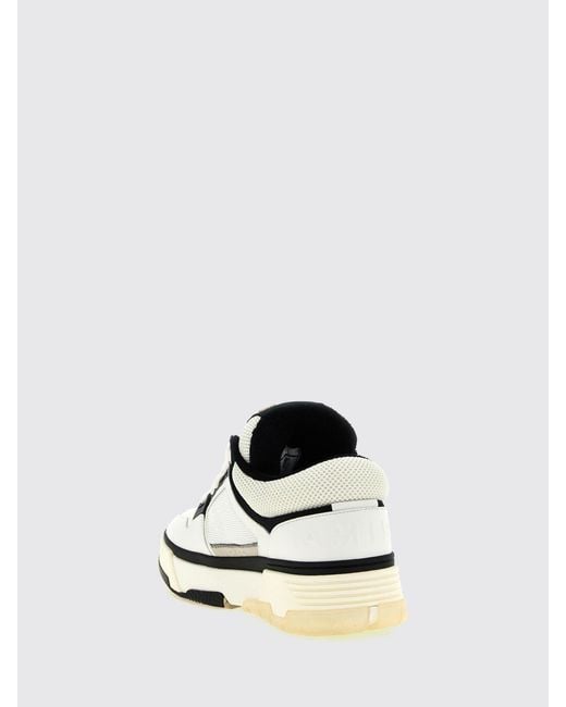 Amiri White Ma-1 Leather And Mesh Sneakers With Monogram And Padded Ankle