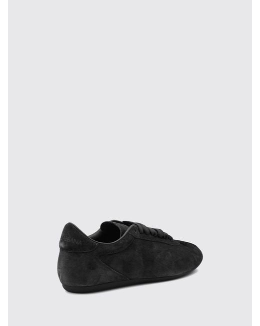 Dolce & Gabbana Black Dolce &Amp Gabbana Suede Low-Top Sneakers With Embossed Logo