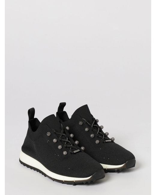 Jimmy Choo Black Veles Stretch Jersey Sneakers With Embroidered Sequins